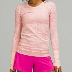 Lululemon Swiftly Tech Long Sleeve 2.0 Grid Warp Pink Mist / Sonic Pink Multi